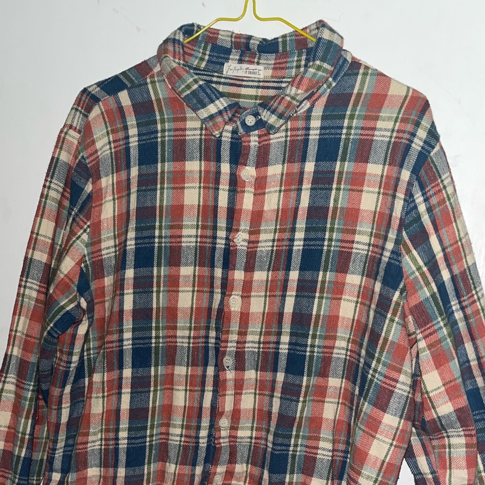 Free People x CP Shades Pink Multicolor Flannel Size L
